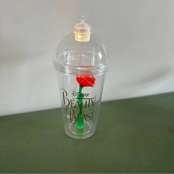 Disney Parks Collectible Drink Tumbler Cup Light Up Beauty And The Beast Rose 🌹 - Picture 3 of 9